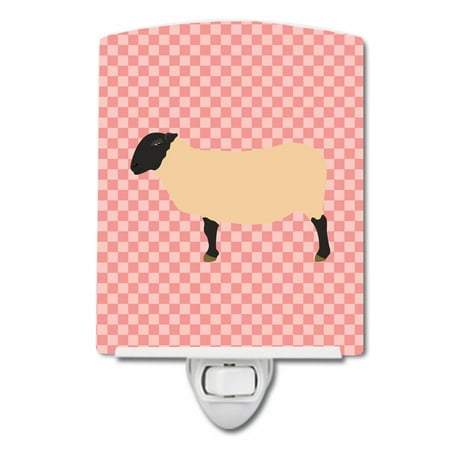 

Caroline s Treasures BB7972CNL Suffolk Sheep Pink Check Ceramic Night Light 6x4x3 multicolor