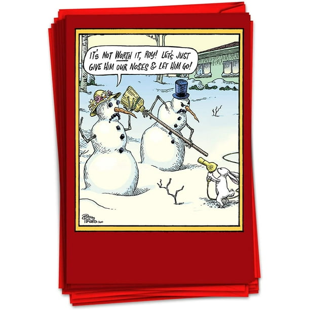 12 'Not Worth It' Boxed Funny Christmas Cards with Envelopes (4.63 x 6.75  Inch) - Humorous Merry Xmas, Happy Holiday 