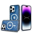 thumbnail image 2 of For Apple iPhone 14 Pro Max (6.7") Transparent Glitter Shiny Sparkle Bling Compatible with MagSafe Charger TPU Frame Cover ,Xpm Phone Case [ Blue ], 2 of 3