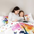 thumbnail image 4 of Castle Fairy Cute Ballerina Print Queen Comforter Set 3 Pieces,Watercolor Butterfly Pattern Comforter Sets Queen,Purple Pink,Grey Reversible,1 Comforter and 2 Pillowcases, 4 of 6