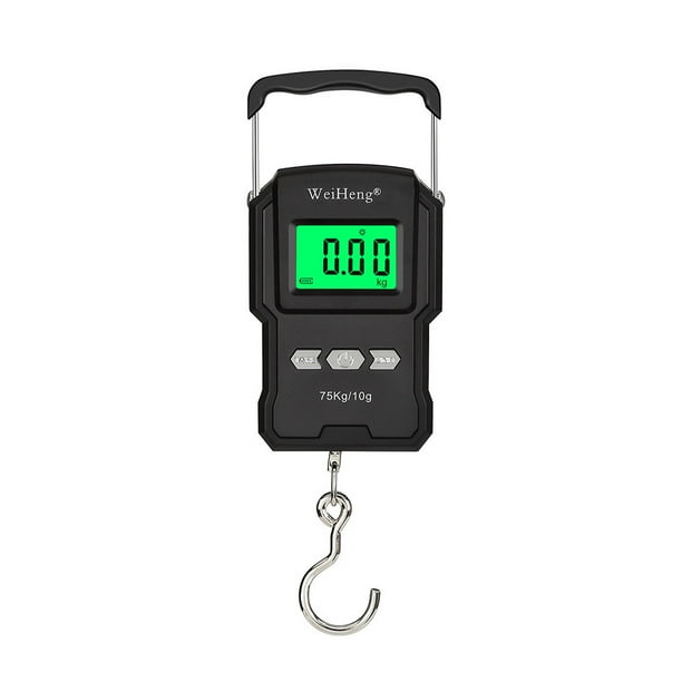 Escala de pesca 75kg / 10g LCD Pantalla de temperatura digital Digital Electrónico Retroiluminado Peso Colgante Gancho Ajustable Medición Ajustable Steelyard Noticed TO007901-01B