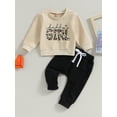 thumbnail image 3 of Toddler Baby Girls Clothes Sets 6M 12M 18M 24M 3Y Daddys Girl Letter Print Long Sleeve Pullover Sweatshirts Jogger Pants Infant Autumn Outfits, 3 of 10
