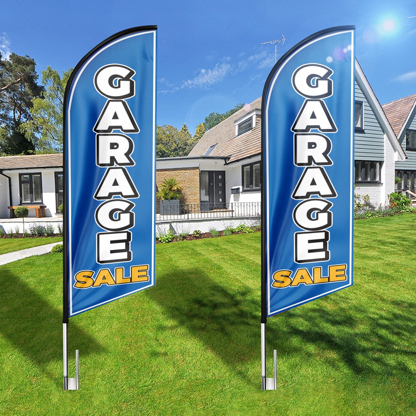 Garage Sale Swooper Flag, 8FT Garage Sale Advertising Feather Flag, Garage Sale Banner ,Signs for Businesses and Storefronts(Flag Only) BLUE