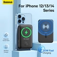 thumbnail image 2 of Baseus magsafe Power Bank 6000mAh 20W Cargador de teléfono inalámbrico Batería externa Carga rápida para iPhone 14 13 12 Series Poverbank Tan Jianjun  unisex, 2 of 2
