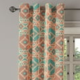 thumbnail image 3 of Ambesonne Mexican Grommet Curtain, Vintage Geometric Motif, 50" x 63", Sea Green Dark Coral, 3 of 6
