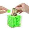Microice 3D Magic Cube Money Puzzle Piggy Money Bank for Kids Boys Girls Playing Education Toys Maze Cube Square with Glass Bead, Green