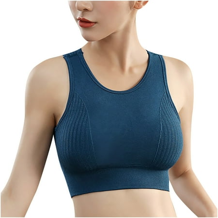 

JYNZ High Impact Sports Bras Deep Push-up Frontless Bra Deep Push-up Frontless Bra Elastic Cupless Cage Bra Women s Sling Back Cross Bra Everyday Yoga Running Fitness Underwear Bras Blue L