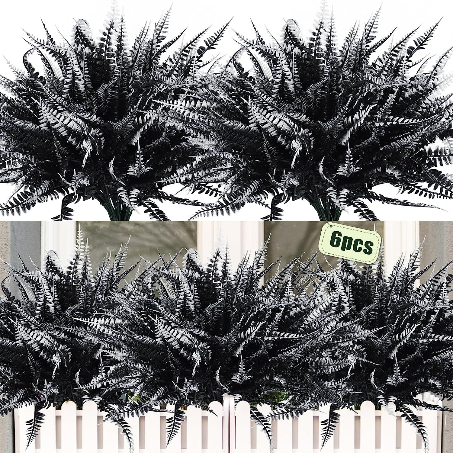Viworld 6 Pack Artificial Boston Fern Fake Artificial Plants UV Resistant Artificial Faux