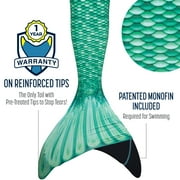 Fin Fun Mermaidens - Mermaid Swimming Tails with Monofin for Kids, Kids 10 Size, Celtic Green, 2 Pcs