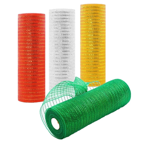 30 Feet Mesh Ribbons , Mesh Ribbons, Foil Red/Yellow/Green/ for Wreaths, Gift Baskets, Bows