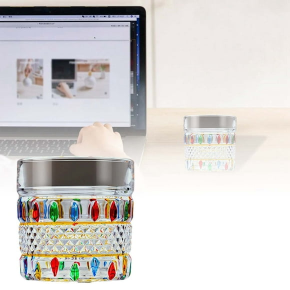Handmade Glass Cup Drinking Glass For Water Juice Elegant Color Block Design Desktop Liquid Storage Glassware