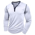 thumbnail image 4 of Blusas y camisas de manga larga con cuello redondo para hombre, estilo casual, a la moda, de color liso, transpirables, de manga larga, con cuello redondo y bolsillos con botones, blusa de poliéster p, 4 of 9