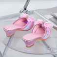 thumbnail image 5 of Girl's Dress Slide Shoes Princess Flats Open Toe Sandals Sparkly Single Strap High Heel Slip on Slippers, 5 of 7