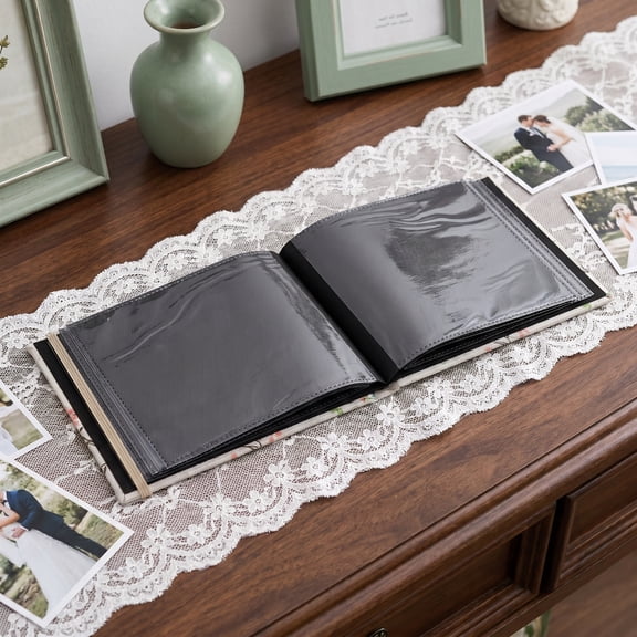 OULII Small Wedding Photo Album with Linen Cover, Portable Memory Book for Home Storage and Keepsake