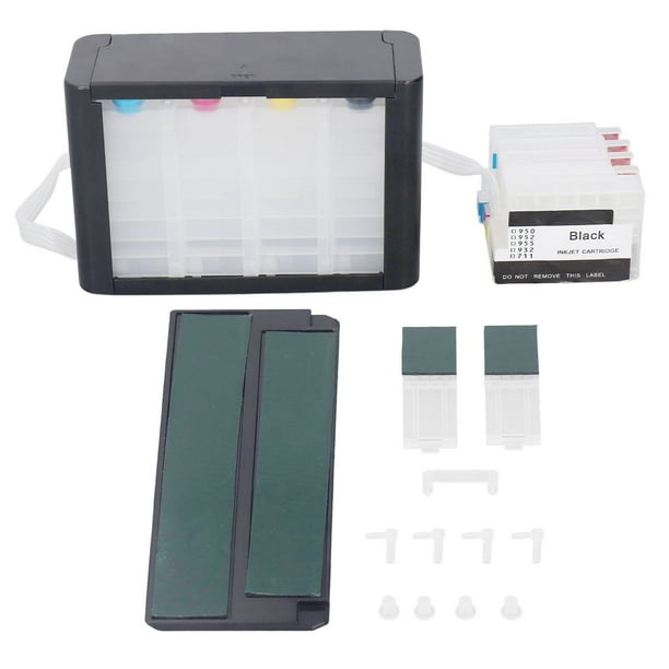Cartucho de tinta recargable de 4 colores para impresora HP 953 con chip permanente y suministro continuo sin fugas.