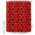 thumbnail image 2 of Red Geometric Waterproof Fabric Shower Curtain,Modern Morocco Abstract Art Waterproof Fabric Shower Curtain for Bathroom Curtains Bathtubs Hotel Shower Curtains with 12 Hooks Extra Long 72x96, 2 of 8