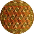 thumbnail image 1 of Ahgly Company Machine Washable Indoor Round Oriental Yellow Industrial Area Rugs, 8' Round, 1 of 4