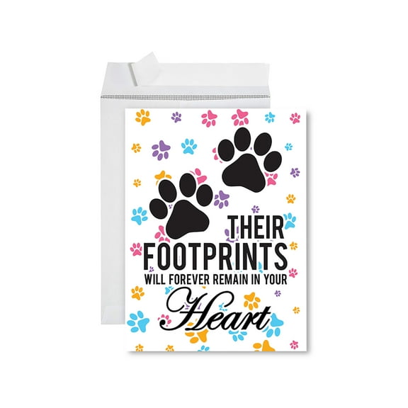 Koyal Wholesale Jumbo Pet Sympathy Card with Envelope,Their Footprints Will Forever Remain In Your Heart, 1-Pk