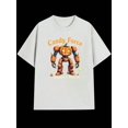 thumbnail image 1 of Boys Halloween Pumpkin Robot Graphic T-Shirt, Black Casual Style Halloween Shirts With Robot and Pumpkin, Girls/Boys Fall Clothes, Round Neck Short Sleeve T-Shirt, 1 of 7