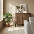 thumbnail image 3 of HOMCOM 35.4" Sideboard Buffet Cabinet with Storage, Nordic Coffee Bar Cabinet with Slatted Tambour Doors and Metal Legs, Walnut, 3 of 9