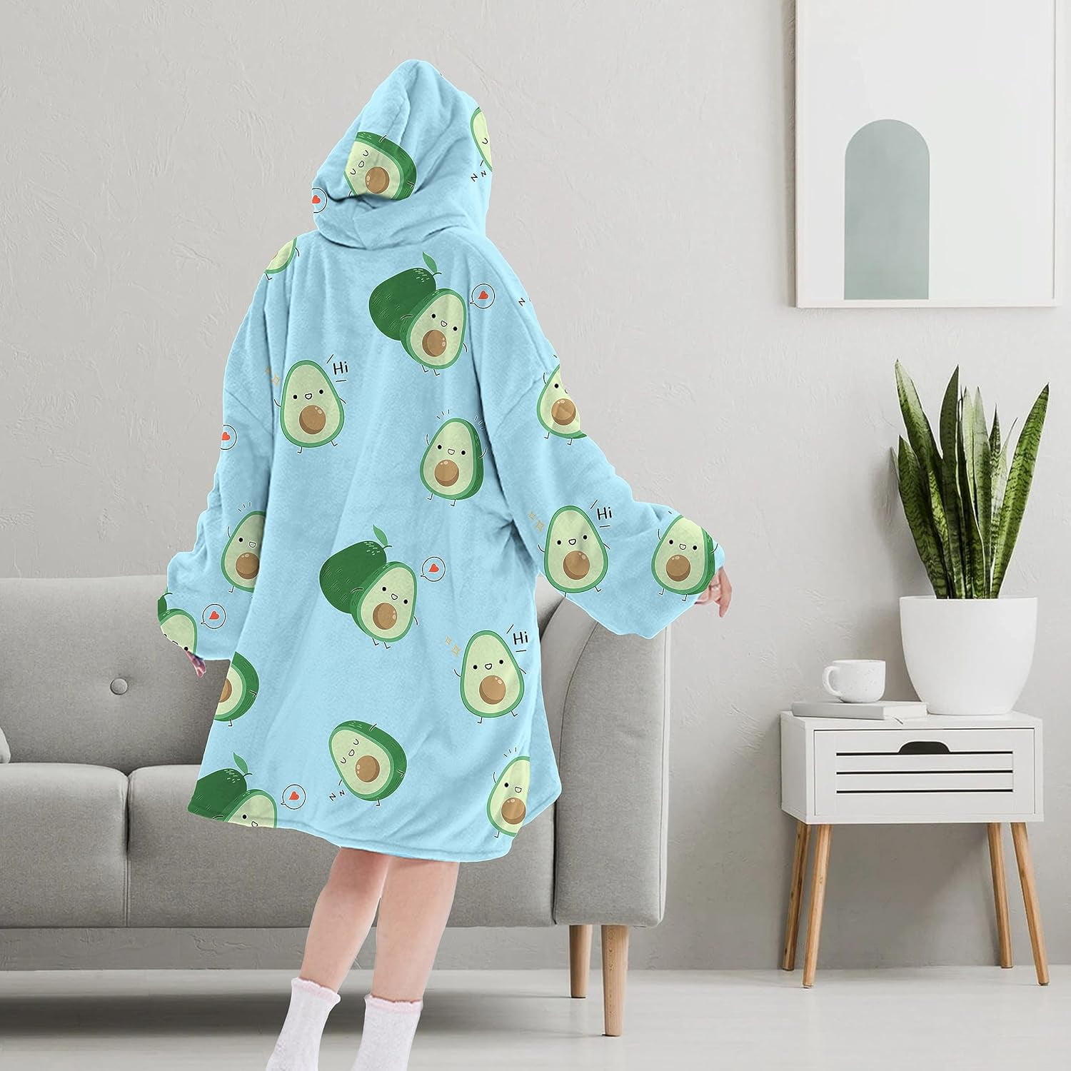 Wearable Adult Blanket Hoodie - Flannel Blanket Hoodie with Pockets - Sherpa Giant Hoodie Blankets for Women Men