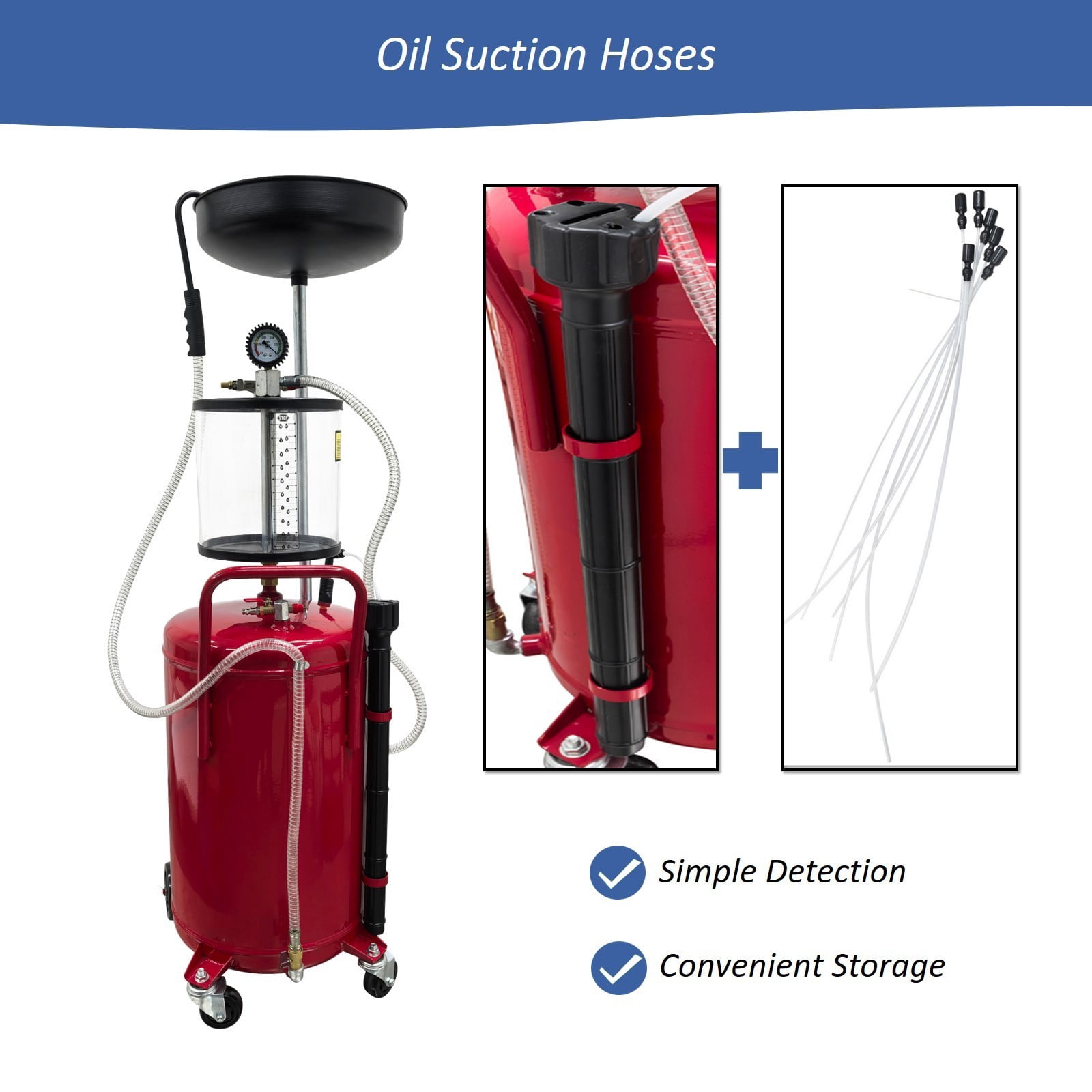Pneumatic Waste Oil Extractor Portable Air Powered Drain Tank 70L for Garage Workshops