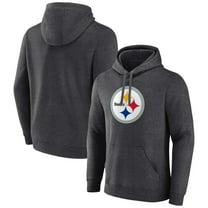 Men's Charcoal Pittsburgh Steelers Primary Team Logo Fitted Pullover Hoodie