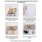 Snapinvent Wall Mounted Key Hooks Holder | Entryway Wooden Keys Hanger Organizer | Natural Wall-mount Wood & Metal Key-hooks