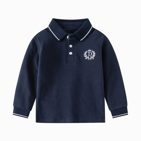 WUANDIXFA Boys T Shirts Casual Long Sleeve Fashion Cotton Kids Fall Clothes Solid Basic Layering Tee Fashion Toddler Tee Shirts,Navy,3-4 Years