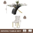 thumbnail image 2 of 5-Piece Glass Dining Table Set, 63" Rectangular Tempered Glass Top, X-Shaped Base, Velvet Cushioned Stainless Steel Frame Dining Chairs, for Living Room, Kitchen, 2 of 6