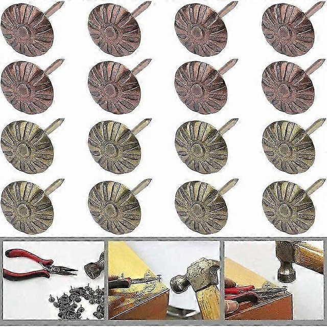 100 Pieces Upholstery Nails Upholstery Nails For Vintage Furniture Tacks Antique Bronze Upholstery Nail, For Wood Upholstery Furniture Decor