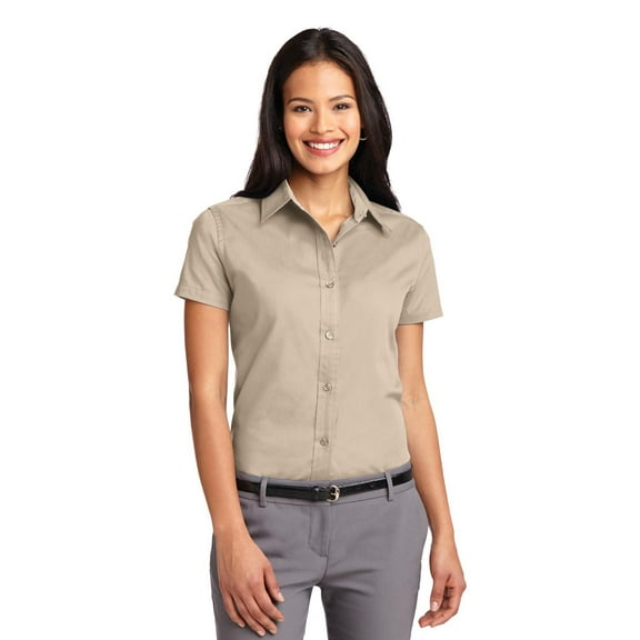 Port Authority L508 Ladies Short Sleeve Easy Care Shirt, Stone, S