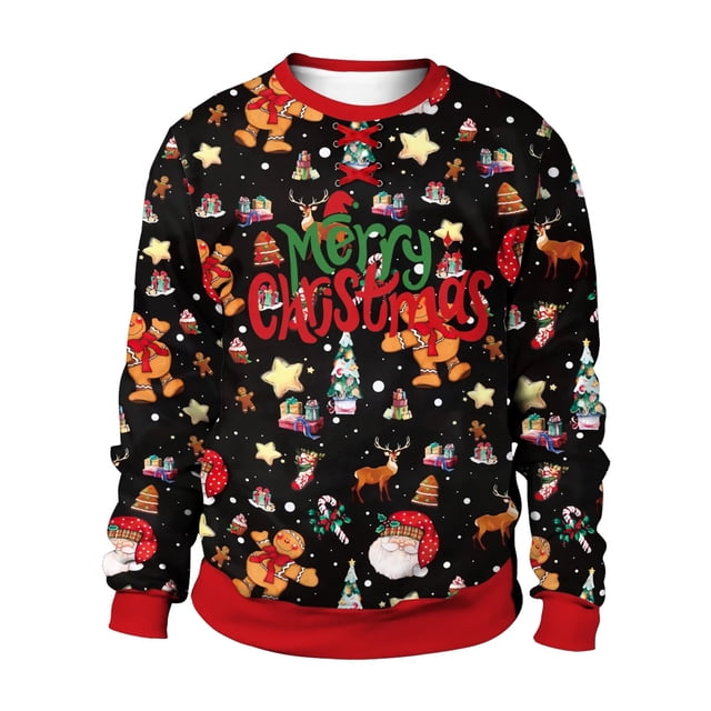 Sudadera con estampado navideño para hombre y mujer, jersey de cuello redondo de gran tamaño, ropa de Cosplay para fiesta de navidad