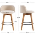 thumbnail image 2 of Joyyskill 26" Swivel Bar Stools Set of 6, Farmhouse Upholstered Bar Chairs with Curved Back and Wood Legs, Chenille Fabric Counter Height Island Chairs, Dark Oak/Beige, 2 of 8