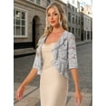thumbnail image 4 of DARING DIVA Lace Shrug Ruffle Cardigan Open Front Half Sleeve Bolero XS Grey, 4 of 6