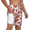 thumbnail image 3 of Goofa Hand Drawn Watermelon Printed Men's Swim Trunks Board Shorts Quick Dry Mens Swimming Trunks with Compression Liner,Breathable Fit Hawaii Beach Shorts-XX-Large, 3 of 9