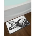 thumbnail image 2 of Duck Hunting Bath Mat, Bold Monochrome Computer Graphics of a Flying Duck over the Water, Plush Bathroom Decor Mat with Non Slip Backing, 29.5" X 17.5", Charcoal Grey and White, by Ambesonne, 2 of 2