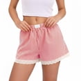 thumbnail image 5 of TAGOLD Womens Summer Shorts Stripe Lace Splice Elastic Waist Loungewear Soft Sleep Bottom Shorts, 5 of 5