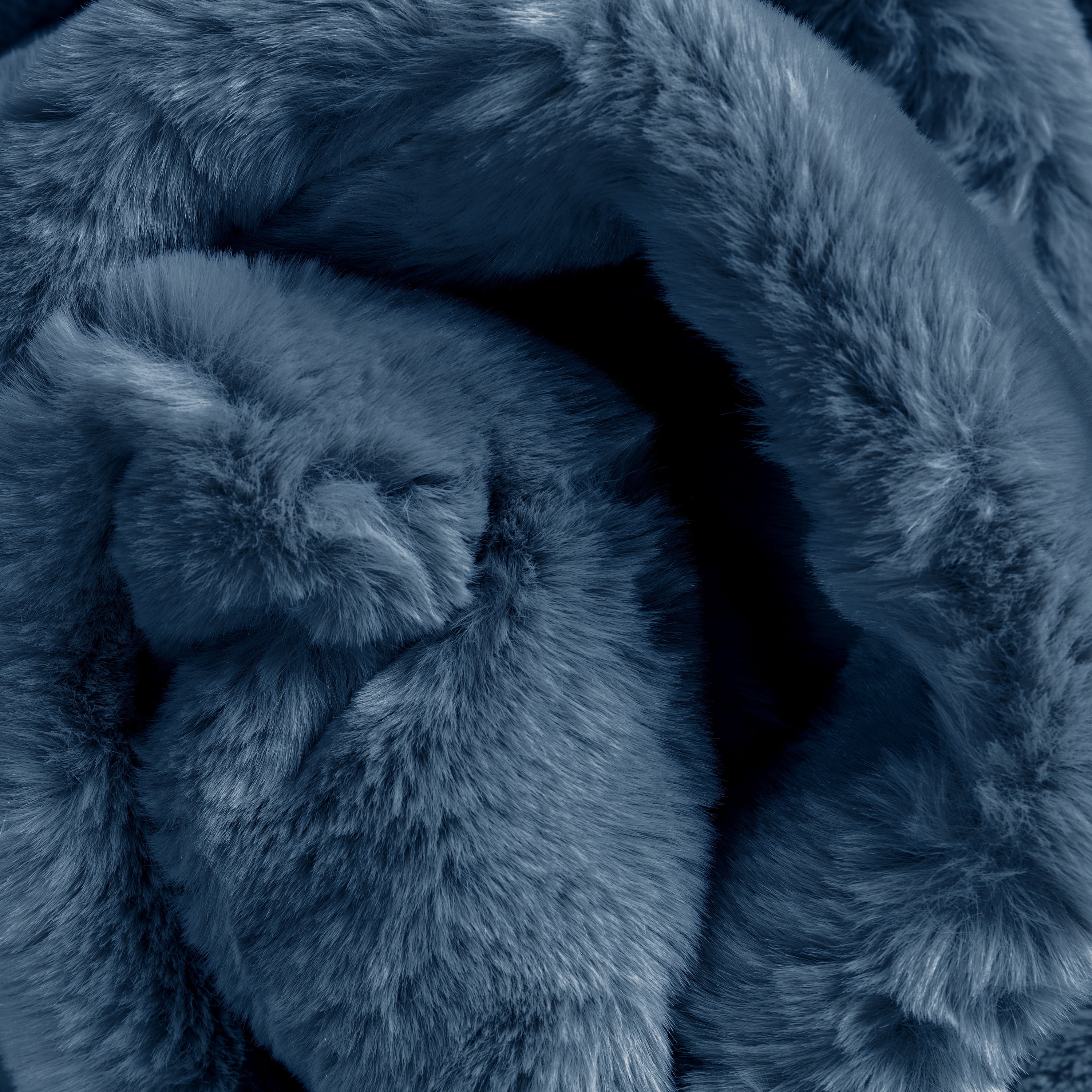 Well Woven Opal Crest Textured Solid Dark Blue Modern Faux Fur 31" Heart Area Rug