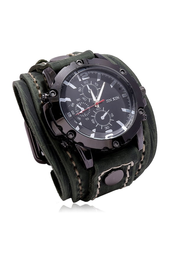 1PCS Men's Steampunk Vintage Wrist Watch Hand-Sewn Cowhide Strap Quartz Movement Retro Fashion Watch -10.942.60in