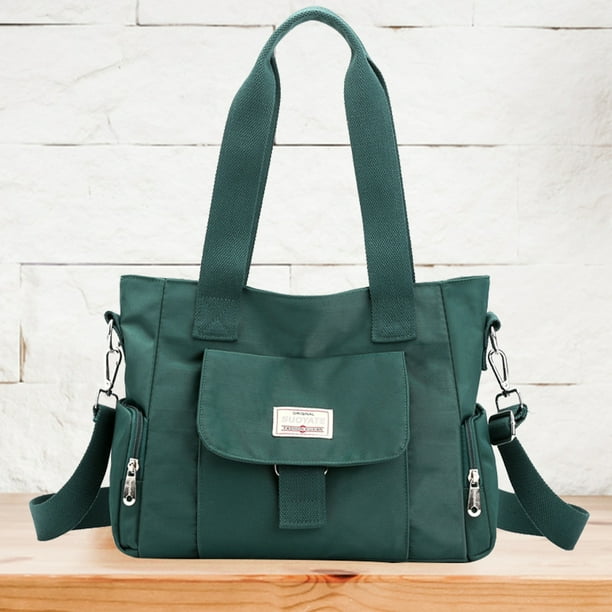 Bolso de hombro de nylon de compras de gran capacidad de moda para el trabajo (verde oscuro)
