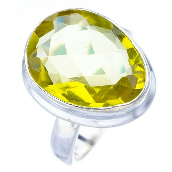 StarGems® Natural Green Amethyst Handmade 925 Sterling Silver Ring 7 F0324