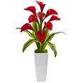 thumbnail image 2 of Nearly Natural Callis avec Arrangement de Soie de Feuilles Tropicales, Rouge, 2 of 2