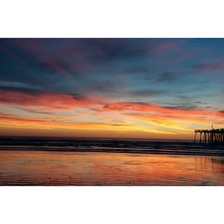 Sunset Dock - Canvas Print Pismo Sunset Beach California Water Dock Evening Stretched Canvas 10 x 14
