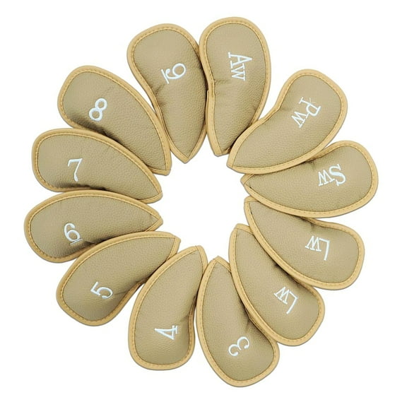 Huhudde 12Pcs Golfs Iron Club Head Covers Protections Sleeve Golfs Rod Head Cases Waterproofs PU Leather Golfs Club Head Covers