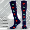 thumbnail image 1 of Cheers 1 Pair Cycling Socks Knitted Moisture Wicking Ultra Soft Fruits Pattern Knee High Сompression Socks for Outdoor, 1 of 2