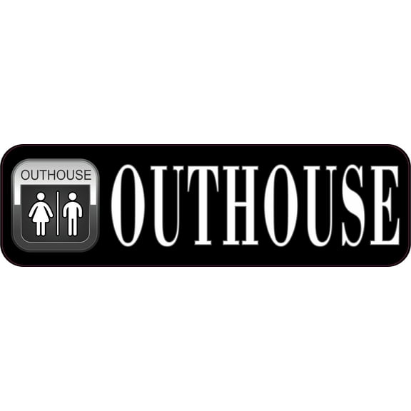 10in x 3in Outhouse Sticker Vinyl Restroom Sign Decal Door Wall Stickers