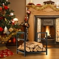thumbnail image 4 of Patiojoy 16�� Firewood Storage Rack Decorative Log Holder w/ Screw Thread Handle Raised Legs & Solid Bottom Panel Reinforced Steel Structure, 4 of 9