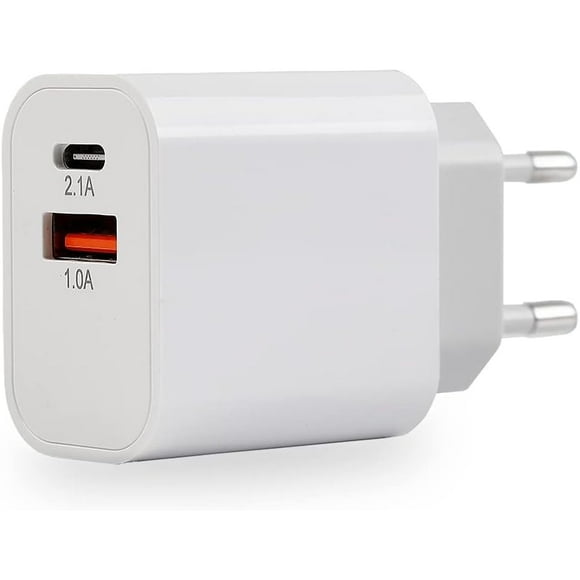 MUTTO USB C Charger, USB C and USB Dual Charger, Type C and A Wall Connector Plug, Power Adapter Head Compatible with All Mobile Phones, Tablets and Gadgets
