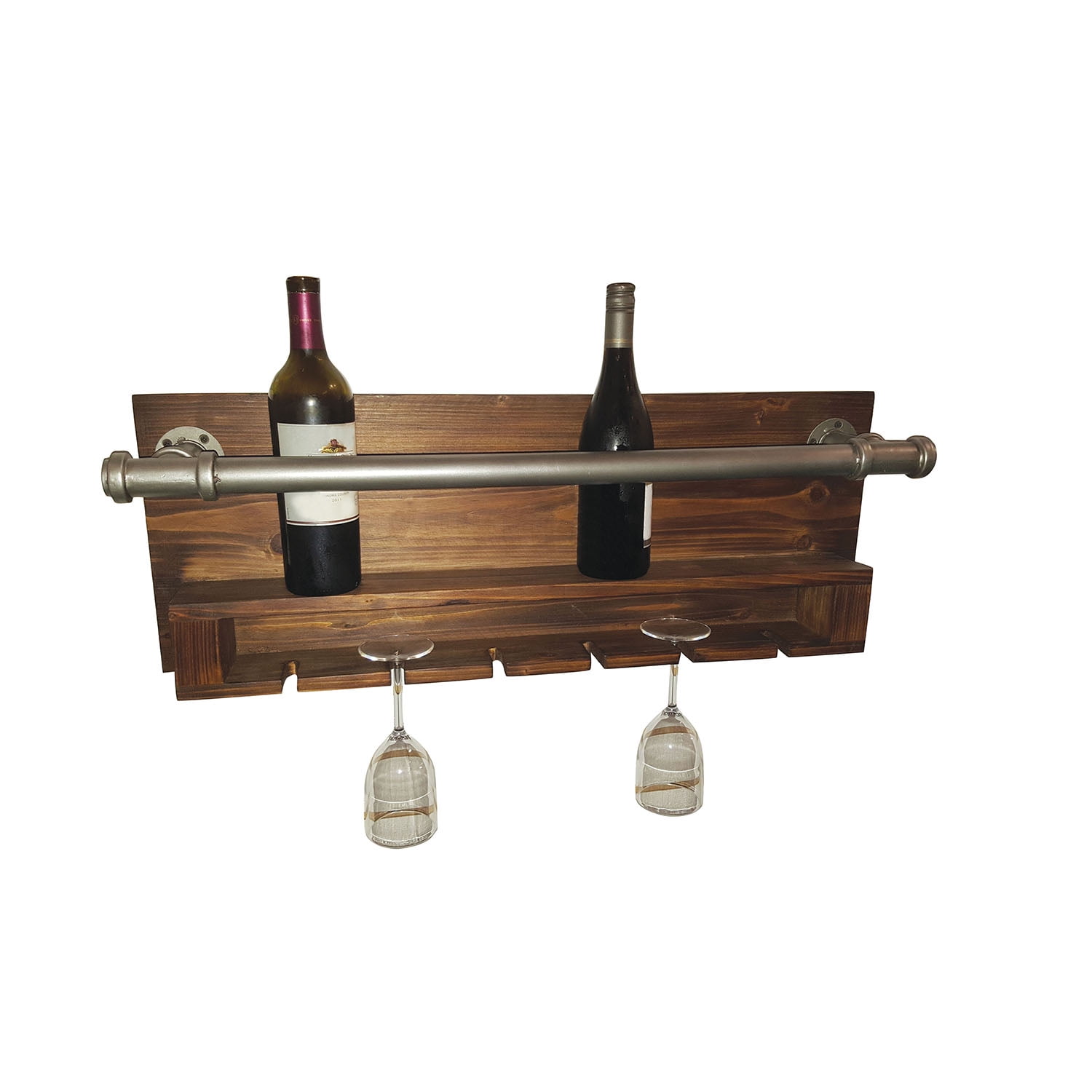 Home Source 2 Bottle Industrial Mounted Wine Rack